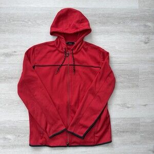 Nautica Competition Fleece Hoodie Full-Zip Men's Medium Jacket Red Black EUC